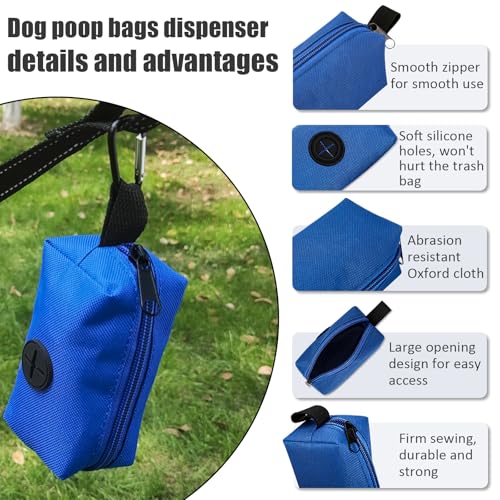 Image of 2 Pack Dog Poop Bag Holder, Pet Dog Waste Bag Dispenser for Leash with Metal Clip, Hand Free Doggie Dog Bag Holder Attachment, Fit Any Dog Leash Belt (Blue)