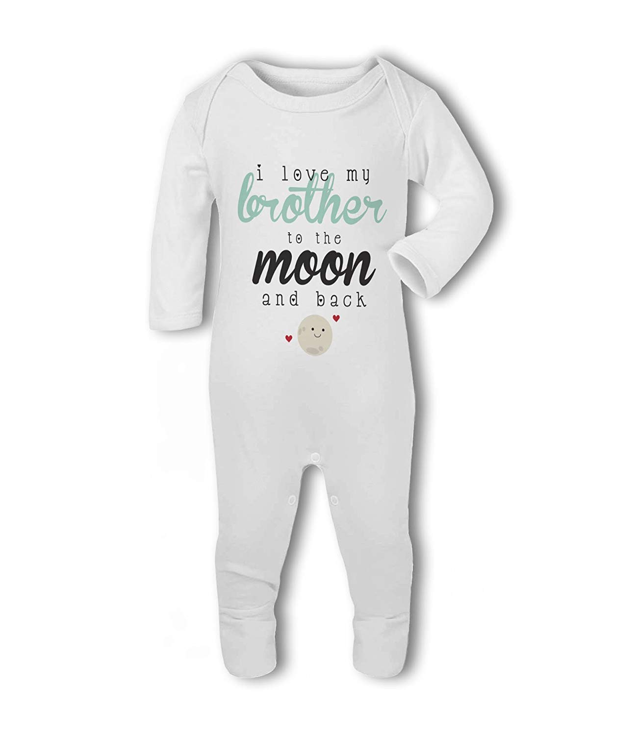 BWW Print - I love my Brother to the Moon and Back cute - Baby Romper Suit, Girl or Boy, New Born to 24mth