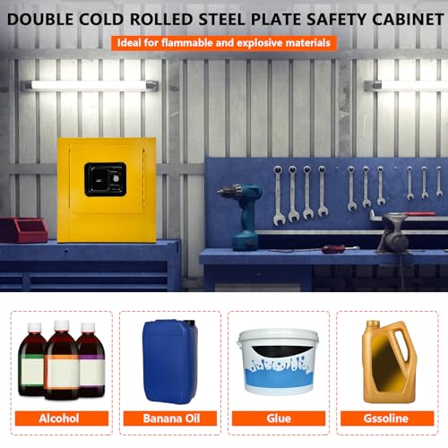 Image of Flammable Safety Cabinet,13 inchx13 inchx13 inch Safety Storage Cabinet,Flammable Cabinet Galvanized Steel Explosion Proof,Flammable Welded Bin Fireproof for Industrial Use - 2Ga