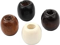 Vista 4 de 200 cuentas de madera de macramé multicolor Naturals marrón, marrón oscuro, negro y marfil, 0.669 in con agujero grande de 0.276 in