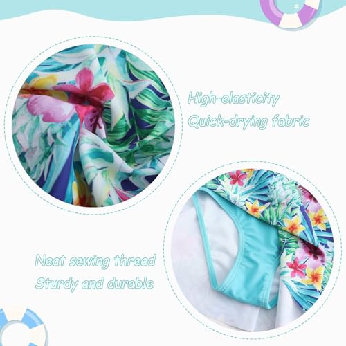 Image of Girls One Piece Swimsuits Short Sleeve Swim Dress for Girls Hawaiian Skirted Bathing Suit Summer Swimwear 3-16 Years