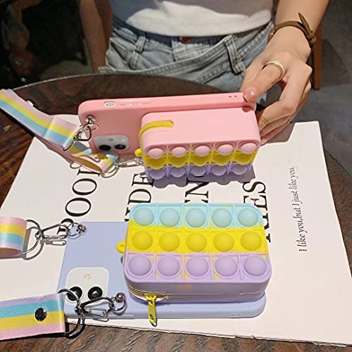 Isysuii Cute Case For Samsung Galaxy S7 Rainbow Bubble Silicone Protective Phone Case For Teens Girls Soft Silicone Shockproof Cover With Card Holder Crossbody Adjustable Strap,Colorful, Colorful #TOP6