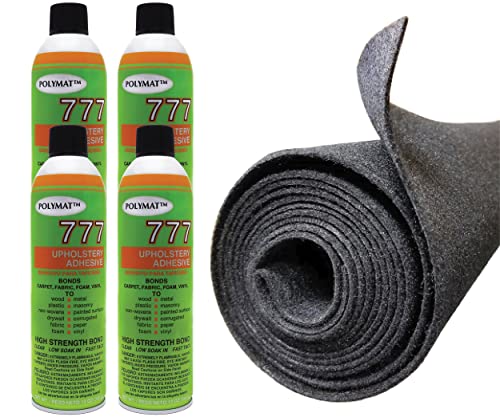 16FT X 3.75 Charcoal Speaker Box Carpet W/ 4 CANS Spray Glue