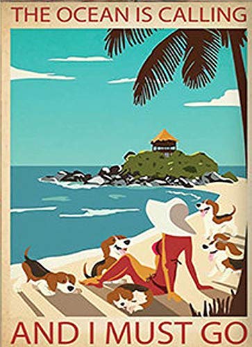 Lsjuee Vintage Funny Metal Tin Sign Reproduction Surf And Dog Poster Style Wall Man Cave Garage Farm Pet Shop Art Pub Bar Gym Retro Decor