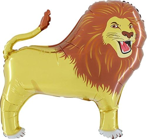 Grabo32 Inch Yellow Lion Shaped Foil Balloon - For Jungle Themed Birthday Parties, Unisex, Large, Oval, All Ages, Reusable