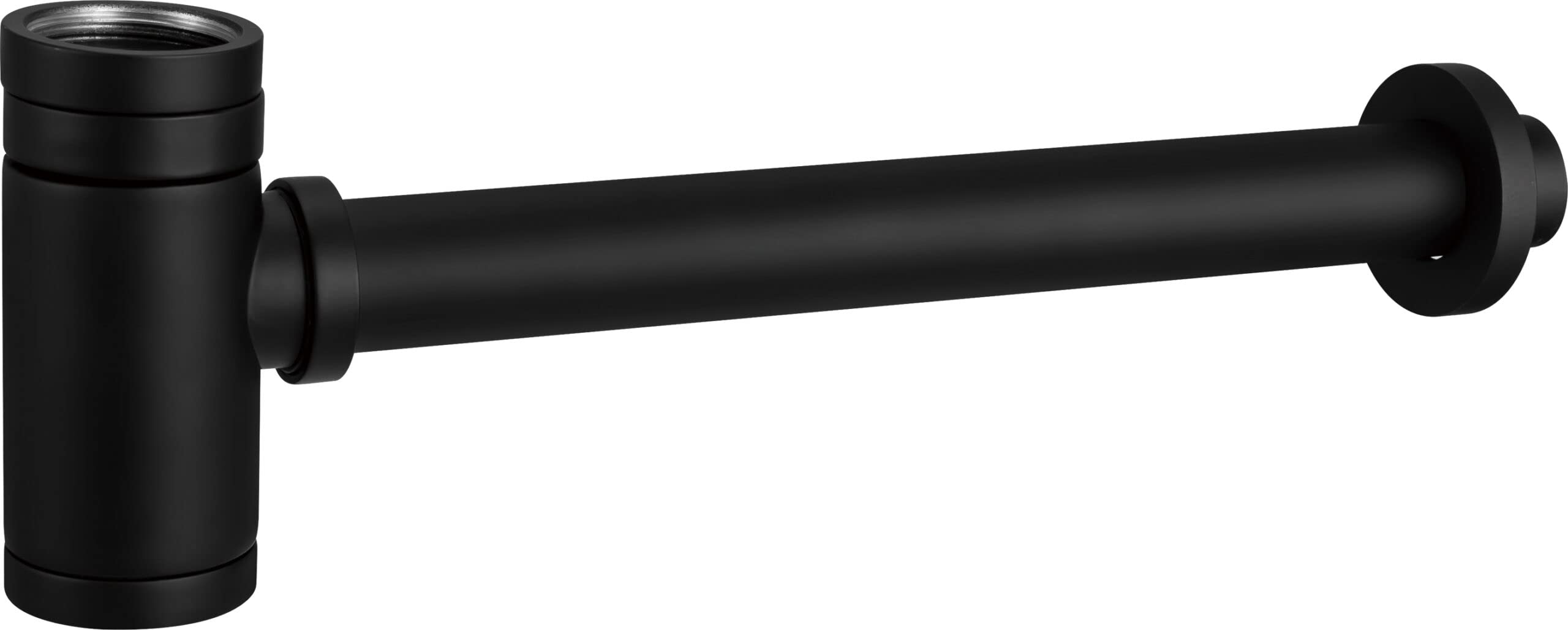 MICE Siphon für Waschbecken oder Bidet, Ablaufgarnitur - Falle mit Reinigungsöffnung + Installationsanleitung - Design-Siphon, Siphon für Rohrleitungen, Siphon, mattschwarz, SCL002/NG