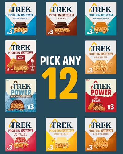 Image of Trek Flapjack Selection Pick Any 6 or 12 Multipack from 9 Flavours (36 Bars)