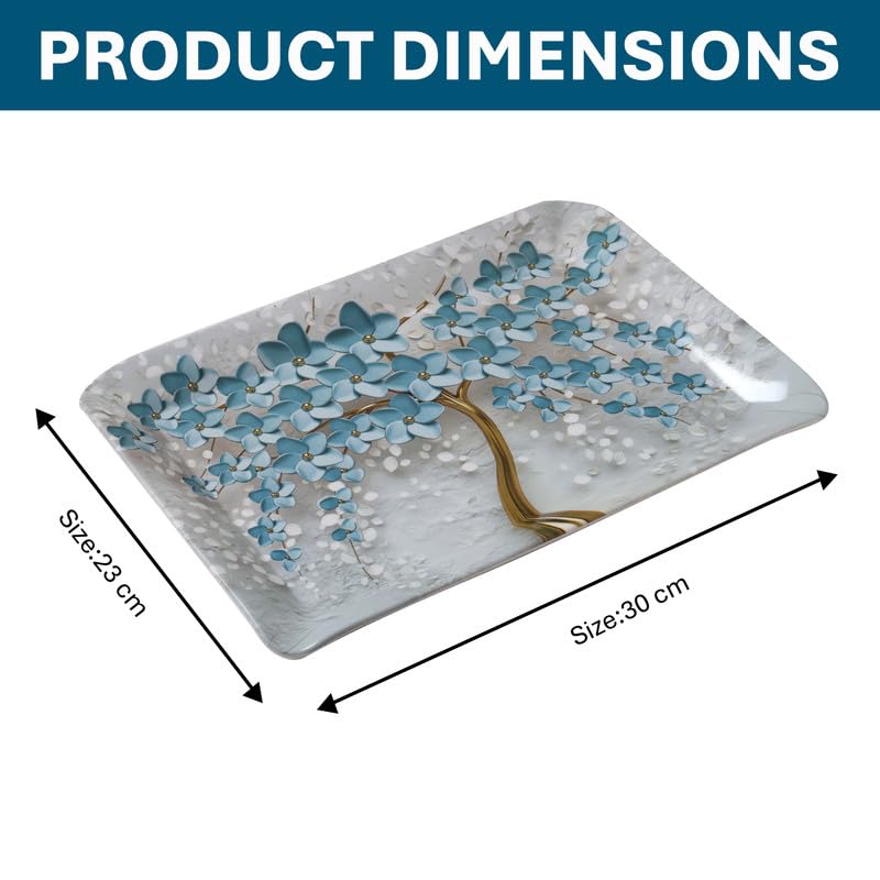 Image of Golden Fish Serving Tray Set of 2 Medium Size for Kitchen Dining and Tea Serving Rectangular Melamine Snack Tray Lightweight Durable Multipurpose Food Serving Tray Home and Party Use.
