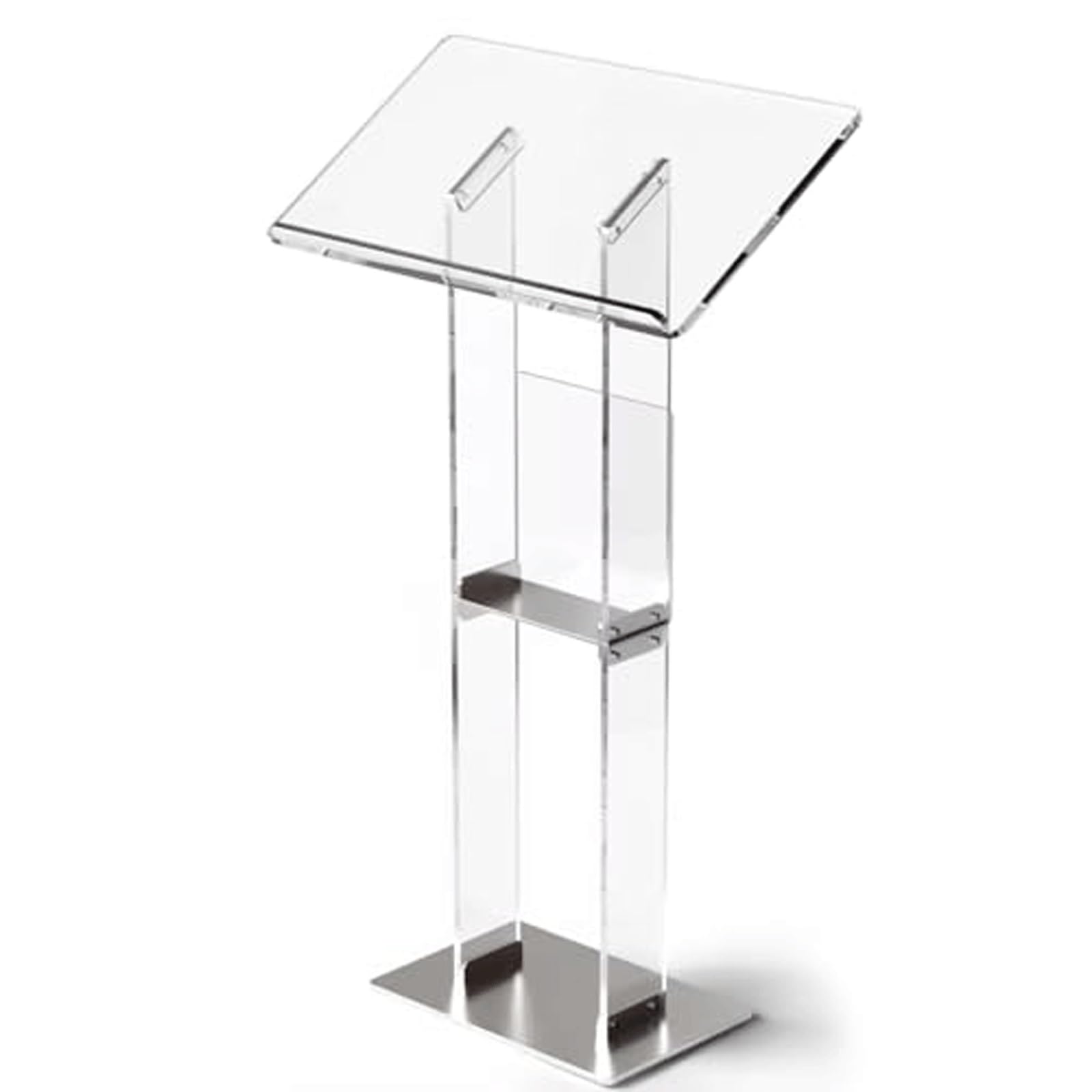 Podium en acrylique transparent, pupitre d'église avec Base en métal | Bureau de réception sur pied for hôtesse, for concert, mariage, événement, salle de classe