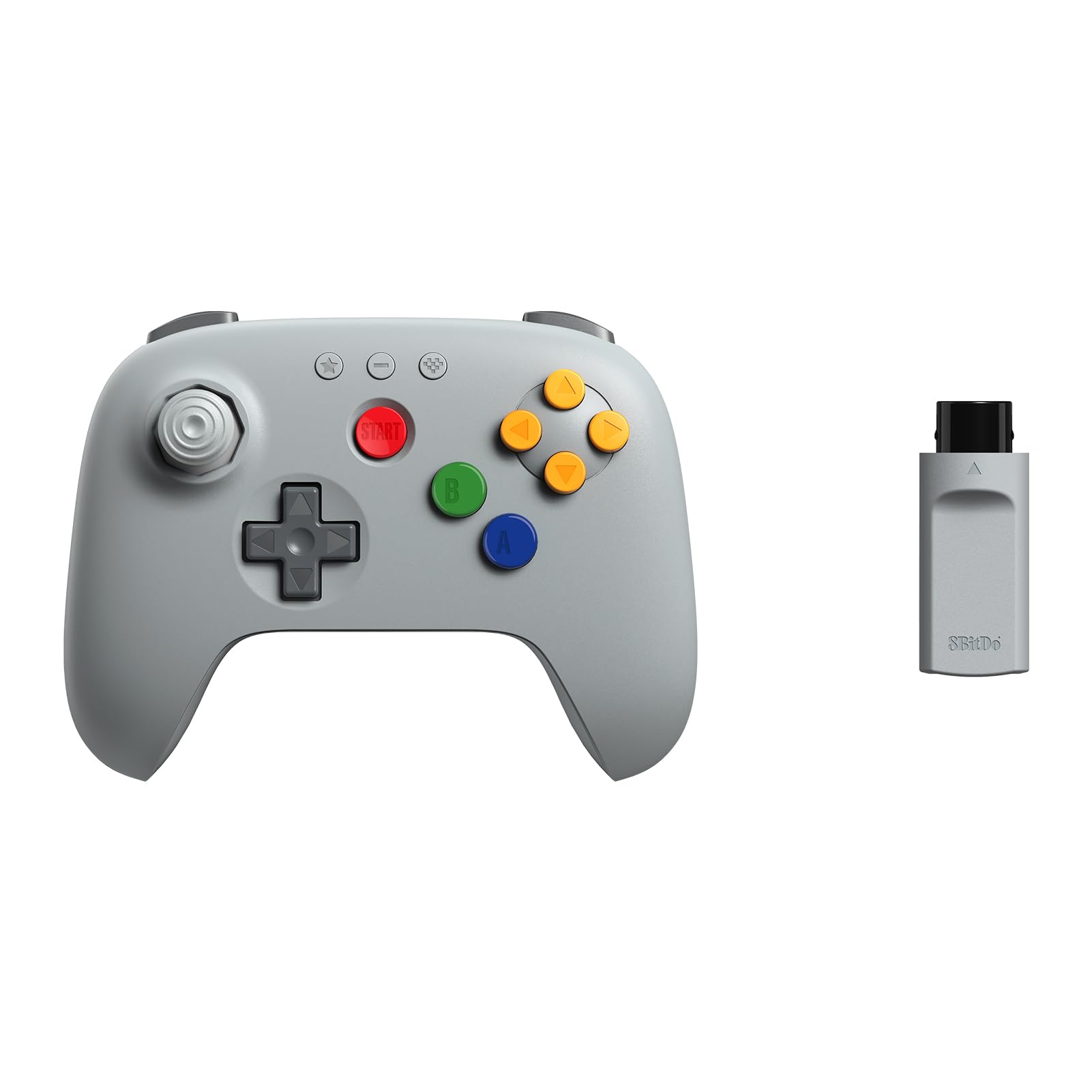 8BitDo 64 2.4G Wireless Controller for Original N64 Console, Analogue 3D, and Windows (Grey) - 2