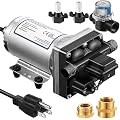 Dreyoo Water Booster Pressure Pump 110V, Self Priming 5.5 GPM 70 Psi Water Pump with Power Plug, Pipe Fittings Brass Connector Strainer Filter for Kitchen Bathroom RV Marine Yacht, Garden Hose