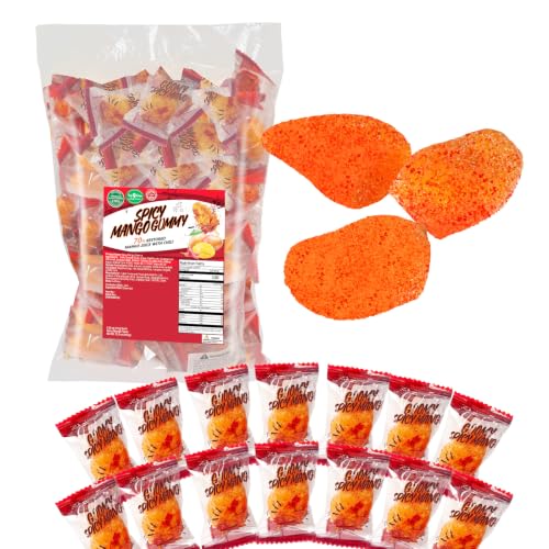 Sweet Spicy &amp; Chili Mango Gummy 1Lb, Juicy Soft Jelly Spicy Mango Bites