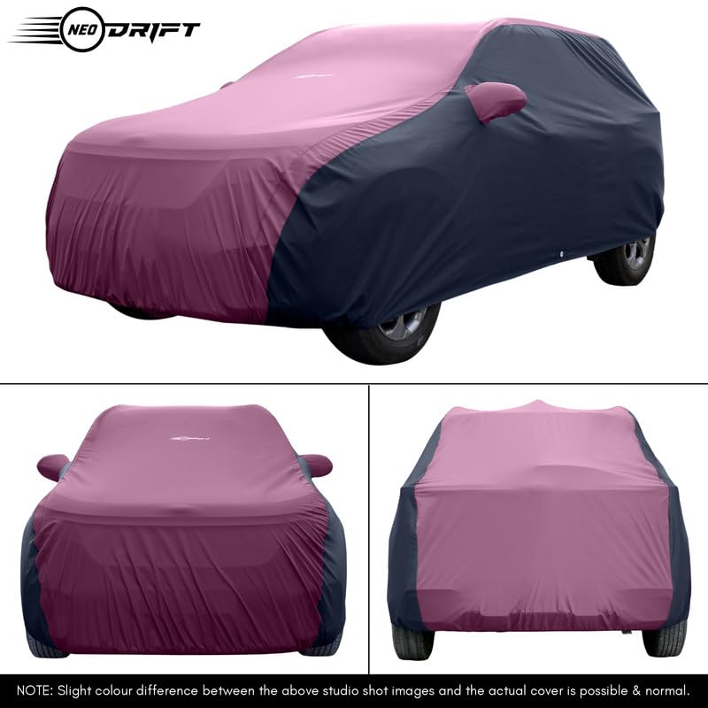 Image of NEODRIFT 'SuperTech' Car Cover for Tata Indigo (100% Water-Resistant, All Weather Protection, Tailored Fit, Multi-Layered & Breathable Fabric) (Colour: Maroon+Black)