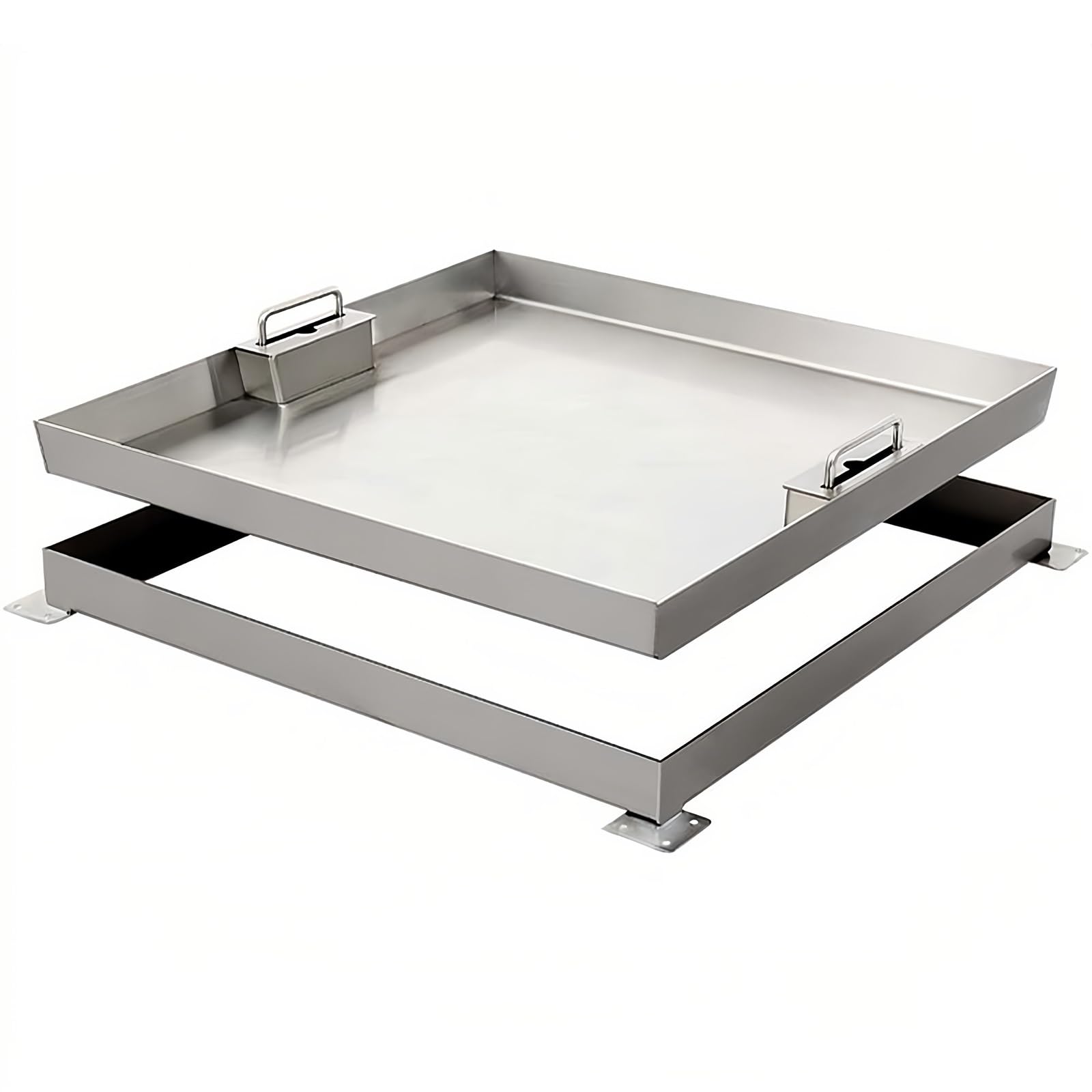 GJMSSMY Invisible Manhole Cover Stainless Steel In-Ground Septic Lid with Adjustable Handles for Yard/Garden/Lawn/Driveway (60x60x5cm/24x24x2in)