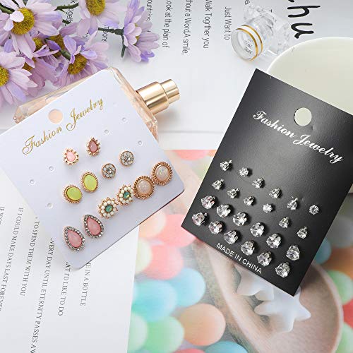 LOYALLOOK 61-63 Pairs Assorted Multiple Stud Earrings for Women Simple Cute Flower Big Hoop Earrings Moon Geometric Leaf… - Image 5