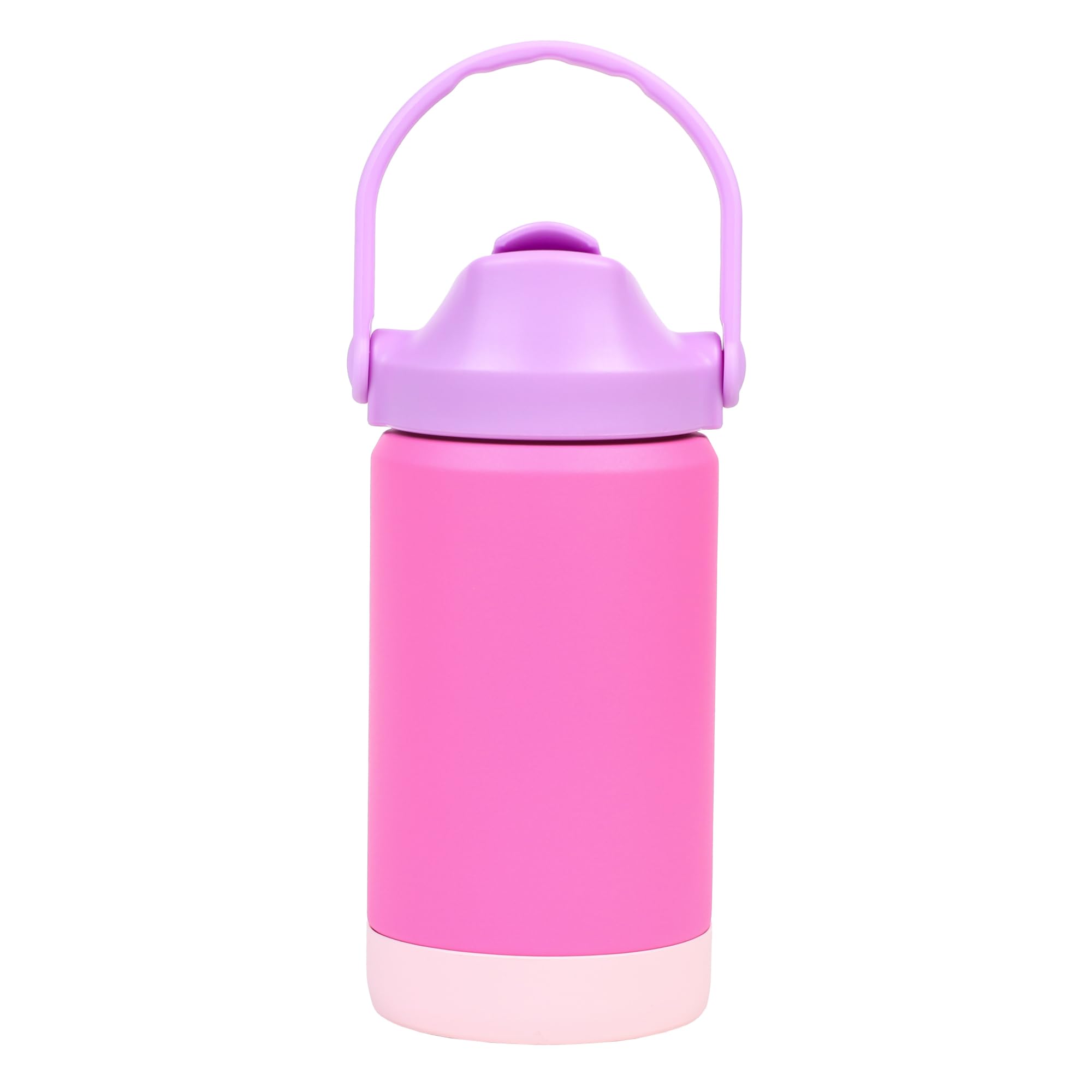 Re-Play 12 oz Water Bottle for Kids - Vacuum-Insulated Stainless Steel Tumbler with Flip-Straw, Silicone Base and Handle - Spill and Leak-Proof Design