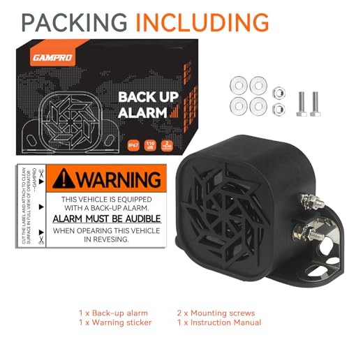 Image of GAMPRO 780 Back-up Alarm 12V-80V 110dB IP67 Waterproof Dust-Proof Reversing Warning Alarm with Super Loud Beeper Tone for Truck Van Forklift Car Lorry Agricultural Vehicles (with Steel Plate)