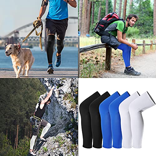 Leg Sleeves Compression Long Knee Sleeve Uv Preserve For Men Women Sport Basketball Football (Black, White, Blue,6 Pieces) #TOP6