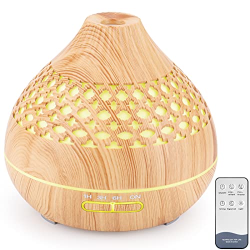 Zoeson Diffuseur d'huiles essentielles d'aromathérapie,550 ml,Humidificateur d'arômes à ultrasons,Diffuseurs d'aromathérapie (jusqu'à 12 heures d'utilisation,7 couleurs LED,Grain de bois clair) Cover