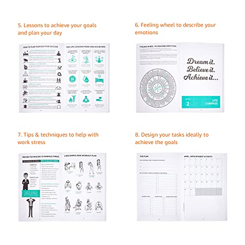 Image of Amazon Basics Undated 2026 Planner with Daily, Weekly and Monthly Sections, To-Do Lists, Bookmarks and Stickers (A5, Blue)