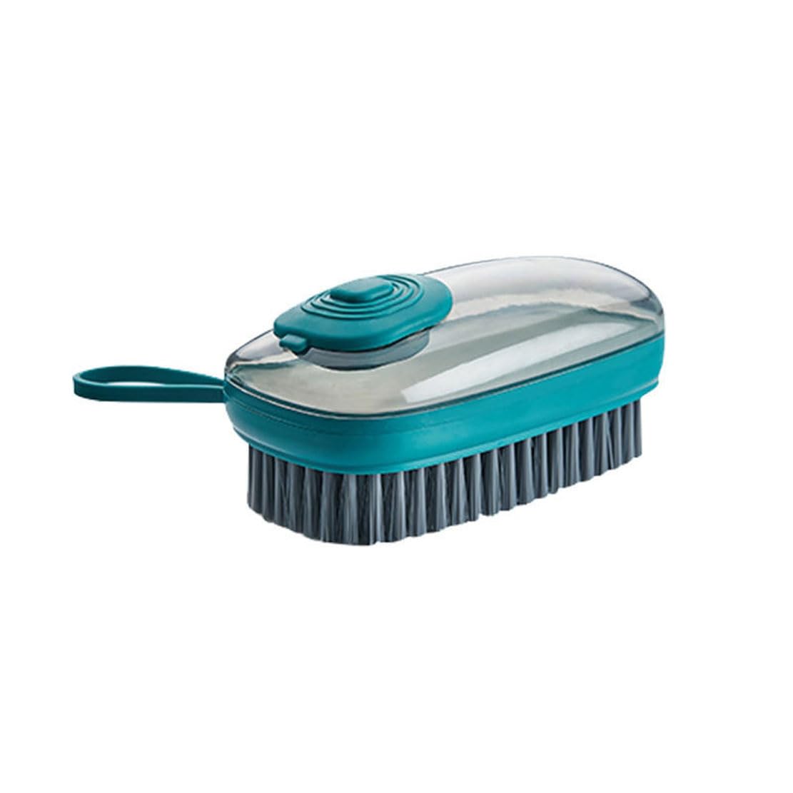 Jhzood Green Dish Washing Up Brush With Soap Dispenser, 2 In 1 Automatic Liquid Adding Laundry Brush, Multipurpose Scrubbing Brush, For Clothes, Shoes, Carpet, Kitchen Sink (Green)