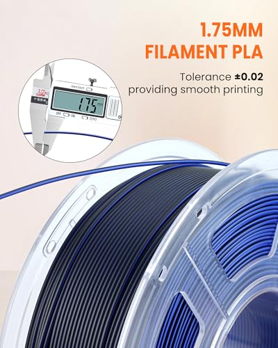 Image of TECBEARS Dual Color PLA Filament 1.75mm, Matte PLA 3D Printer Filament, Dimensional Accuracy + /- 0.02 mm, 1KG Spool(2.2 lbs),PLA Matte Filament (Black Blue)