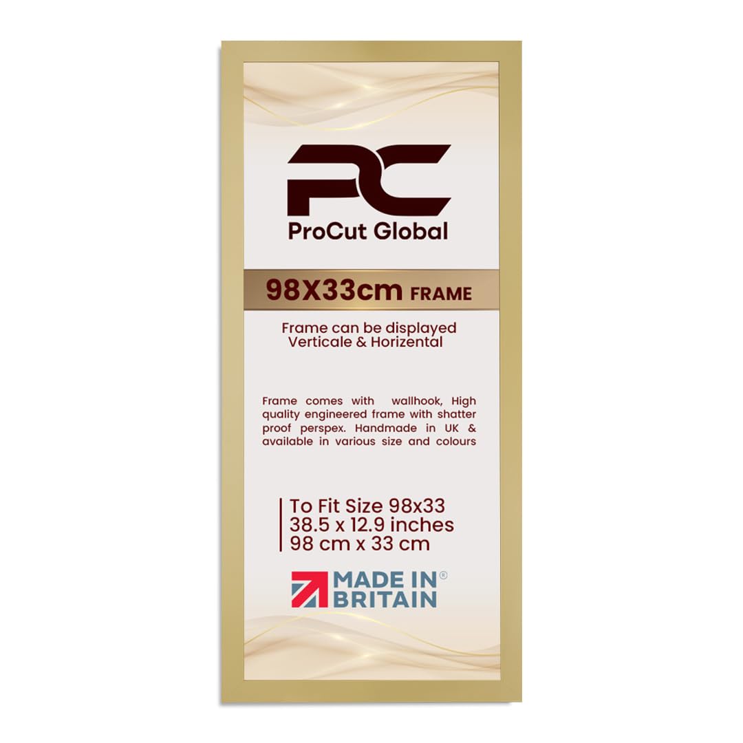 Procut Global 98X33CM Mustard Yellow Picture Frames - Modern Wooden Photo Frame with Shatterproof Perspex for Wall or Tabletop - Perfect for Posters, Certificates, Prints - Sizes & Colors Available