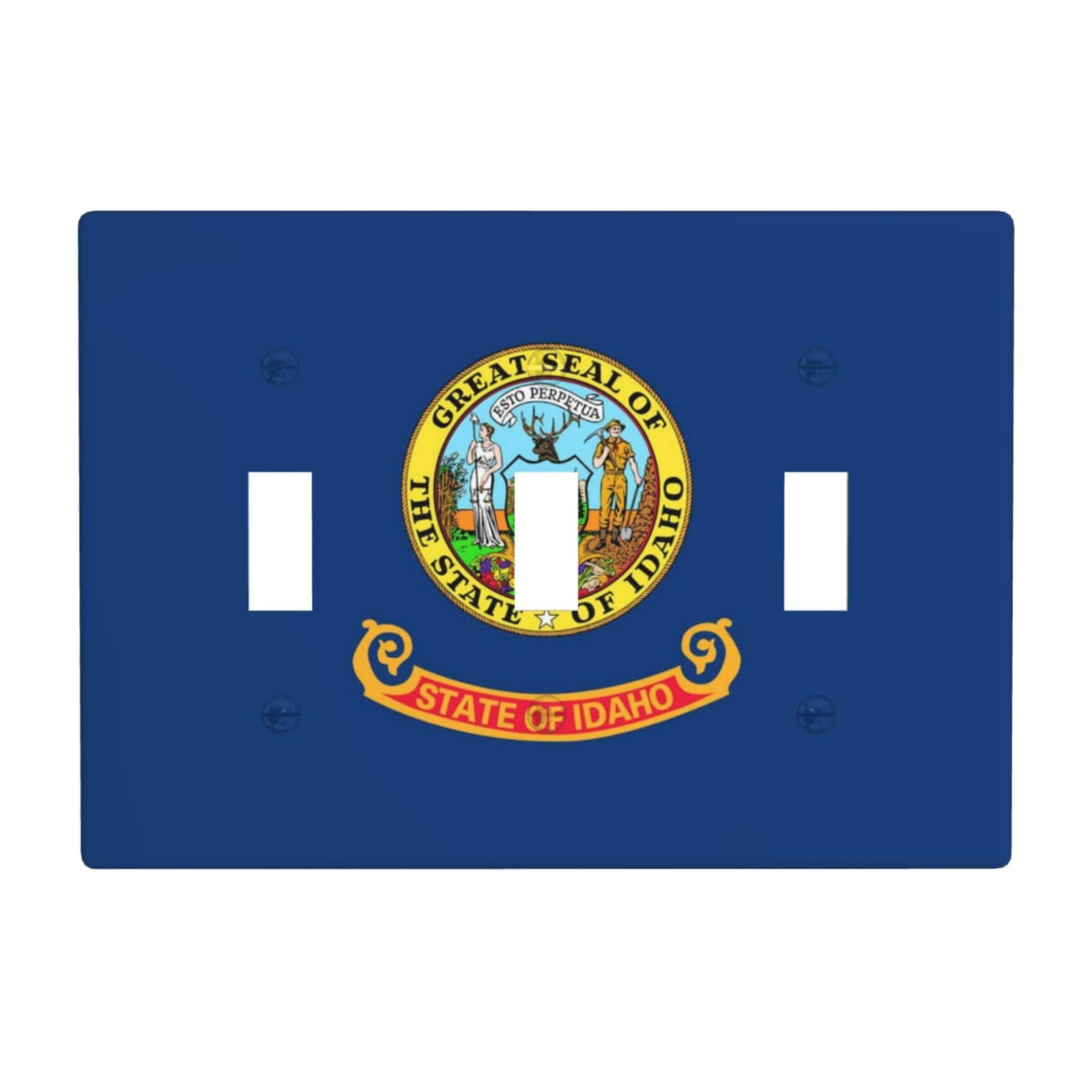 Flag of Idaho 3 Gang Switch Plate Cover-Unbreakable Polycarbonate Wall Plate, Heat Resistant Toggle Switch Decor for Home