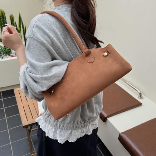 Women's Faux Suede Boston Bowler Suede Shoulder Purse East West Satchel Swing Shoulder Bag4