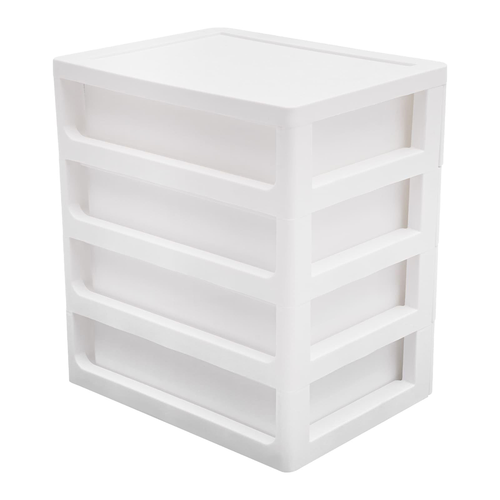 Boîte de Rangement de Bureau en Plastique, Organisateur de Bureau avec Tiroir, Gain de l'espace, Pour ranger livres, bijoux, cosmétiques, collations, articles divers, Blanc (4 tiroirs)