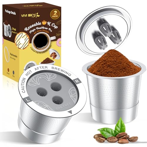 VIVI SKY Ninja Reusable Coffee Pod: 2 Pack for Ninja DualBrew Pro 3-Hole