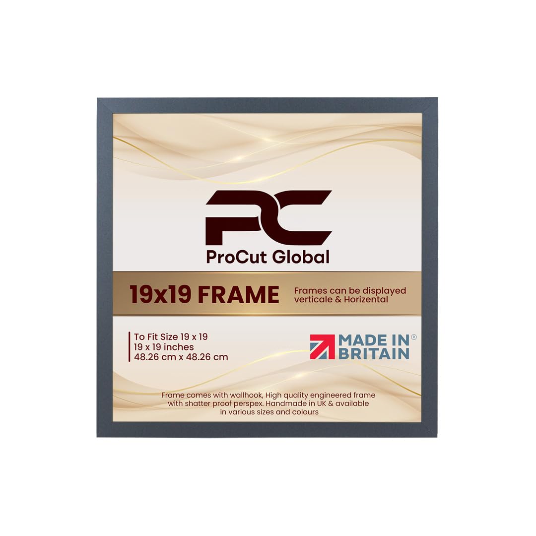 Procut Global 19X19 Dark Grey Picture Frames – Sleek Wooden Photo Frame with Shatterproof Perspex for Wall or Tabletop – Perfect for Posters, Certificates, Prints–Multiple Sizes & Colors Available