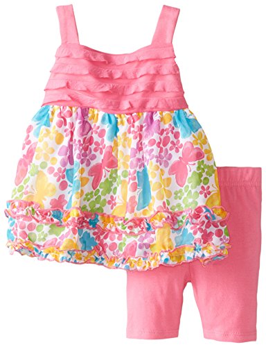 Youngland Baby Girls' Eyelash To Printed Chiffon Tunic with Bike Short