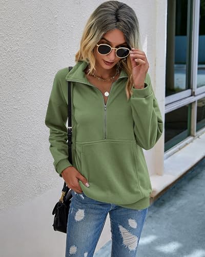 Image of PRETTYGARDEN Women's Casual Long Sleeve Sweatshirt Half Zip Pullover Tops