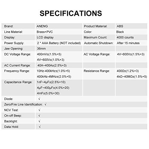 Romacci ST181 4000 Contagens Alicate Amperímetro Digital AC 400A Multímetro Automático com Luz de Fu