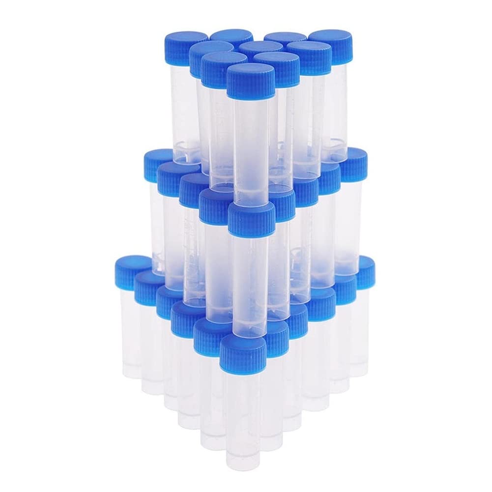 Chillers Provette in plastica Trasparente con Tappo a Vite Blu, 5ml provetta in plastica Trasparente provetta da centrifuga provetta provetta barattoli di spezie (Size : 300pc)