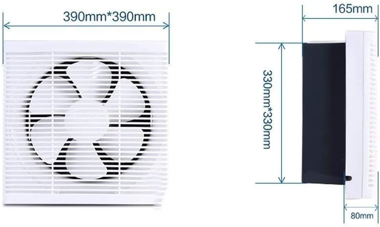 Extractor Fan Bathroom Ventilation Extractor 12 Inch Exhaust Fan Bathroom Kitchen Ventilation Household Fan Speed: 1400r/min Air Volume: 1020m3/h Frame Size: 390 * 390mm