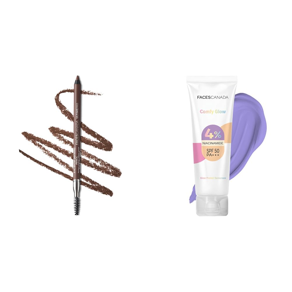 FACESCANADA Ultime Pro Eyebrow Defining Pencil - Dark Brown 02, 1.2 g & Comfy Glow Sunscreen - 50ml-image-33
