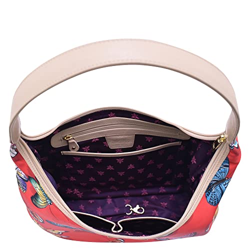 Image of Anuschka Large Sling Hobo - Wanderlust Collection - Nylon Fabric with Genuine Leather Trim and Artwork Print
