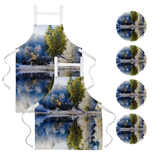 Tablier de serveuse paysage enneigé pour réussir vos ateliers pâtisserie en famille