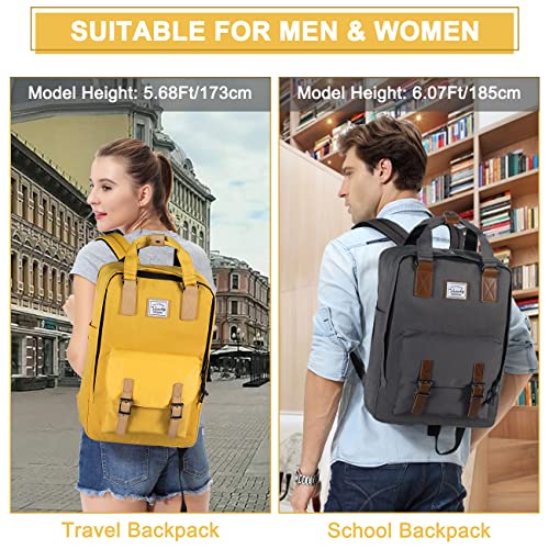Image of VASCHY Women's Backpack, Girl's Backpack Laptop Backpack for 15.6 Inches, Water Resistant, Chic School Bag with Two Bottle Pockets for College Travel, 15.1L (Blue Gardenia)
