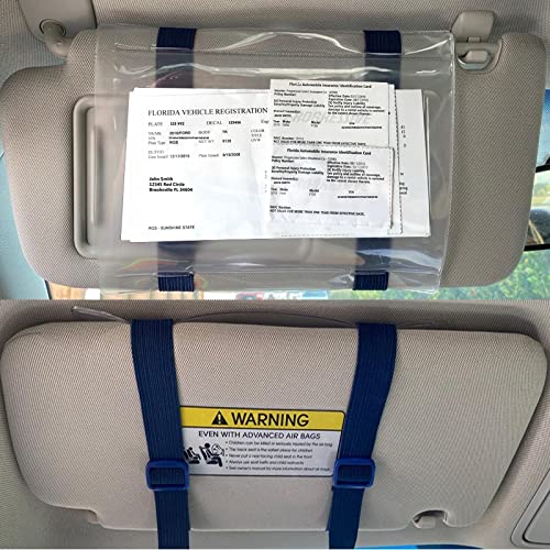 Porta-documentos para Para-Sol de Carro com Faixa Elástica e Fecho de Fivela Stuart Promotional Products Azul Royal e Azul