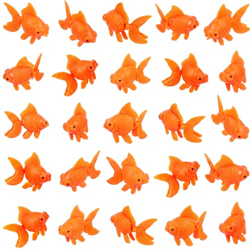 Image of Sumind 100 Pieces Orange Color Fake Floating Fishes Plastic Fake Goldfish Artificial Aquarium Fishes Colorful Realistic Artificial Moving Fish Ornament Decorations for Aquarium Fish Tank