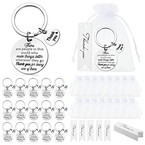 Pelopy 36 Sets Employee Appreciation Gifts Include Inspirational Keychain Thank You Cards White Organza Bags Thank You Gifts For Women Men Coworkers Teacher Going Away Leaving Gift #TOP7