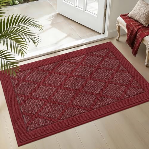 COSY HOMEER Non-Slip Door Mat 20"x32", Entryway Rugs Low Profile Absorbent Dirt Trapper Doormat for Front Entrance, Washable Polypropylene Entry Mat (