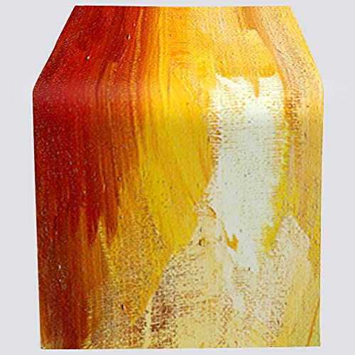 Orange Table Runner Jacrane Fall Table Runner Abstract Table Runner Paint Color Art Abstract Red Yellow Orange Pattern Brown White Artwork Oil Paints For Living Room Thanksgiving 13X72 Inch #TOP2