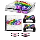 Decal Skin for Ps4, Whole Body Vinyl Sticker Cover for PlayStation 4 Console and Controller (Include 4pcs Light Bar Stickers) (PS4, Colorful Smoke)