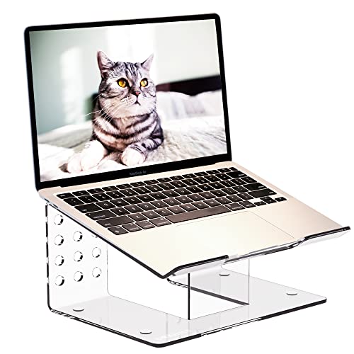 Raince Acrylic Laptop Stand: Premium Clear Laptop Stand For Desk. Stable & Ergonomic Design With Anti-Slip & Scratch Protection. Compatible With 10 To 16 Inch Laptops #TOP23