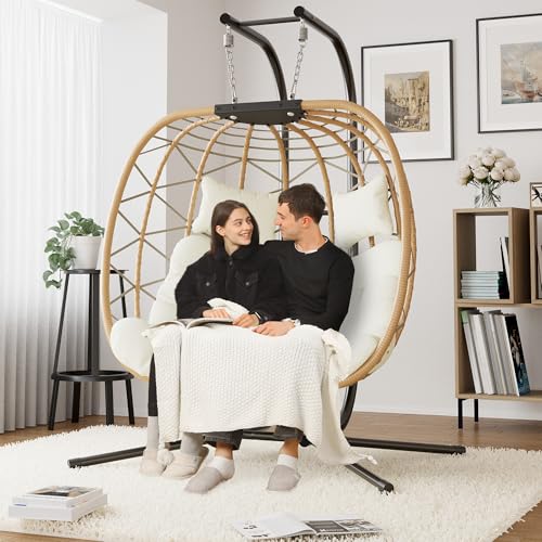 DoubleTT Double Swing Egg Chair with Stand, Oversized 2 Person
