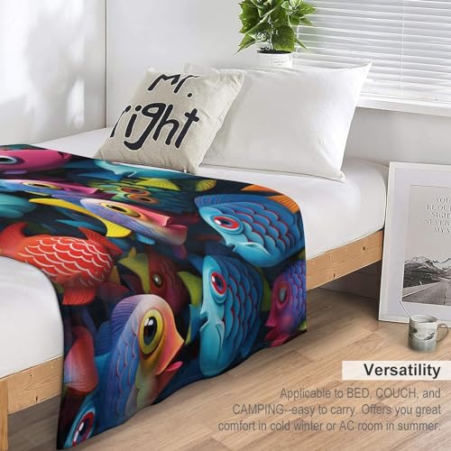 Couverture de lit flannel douce jeté de canapé chaud couverture plaid poisson - 7